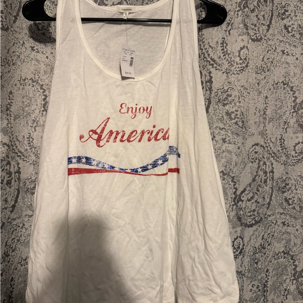 Maurices White Tank Top with Patriotic Accents